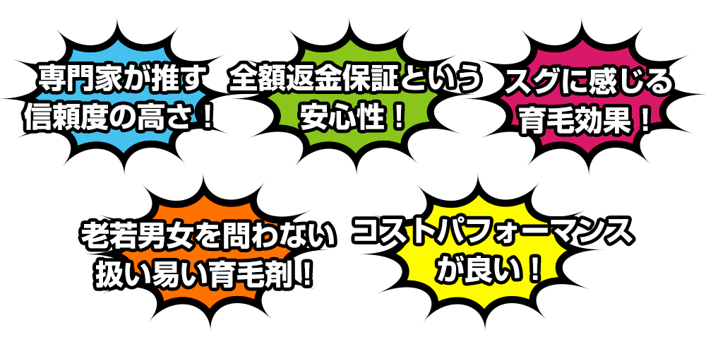 効果・費用・安心性・信頼性・サポート